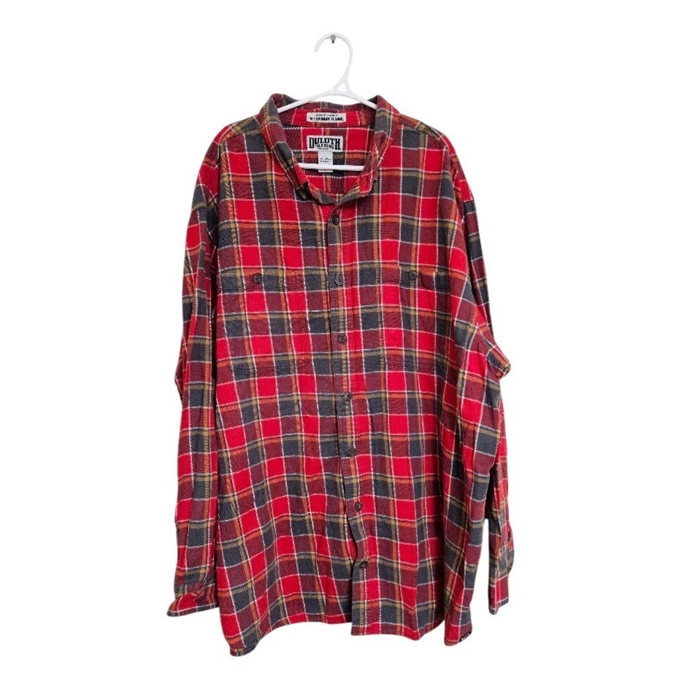Duluth Trading Co Free Swingin Flannel Shirt Mens 3XL Tall Red Plaid Relaxed Fit